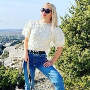 ZARA Light Off White Cropped Cable Knit Sweater size Small New with Tags